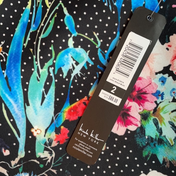 NWT 2 Nicole Miller New York mixed print & black pencil skirt - Picture 2 of 5
